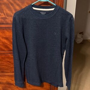 American Eagle Outfitters Men's Navy Long Sleeve Shirt